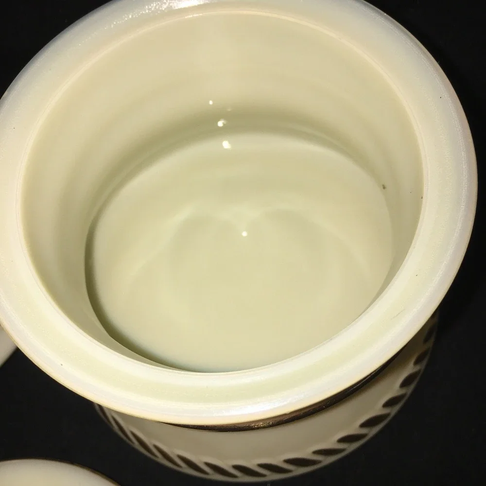 VTG Custard Glass 24k Gold Accents Sugar Bowl Lid & Cream Pitcher Wheaton Ware